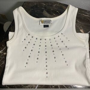 Christine Alexander White Rhinestone Tank